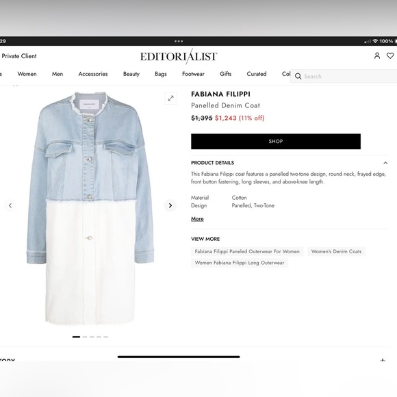 Fabian’s Filippi Light Blue White Denim Jacket ITL Size 40 - Picture 3 of 3